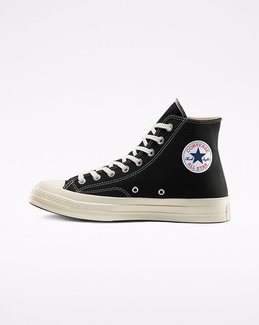 Pánské Boty Vysoké Converse x Comme des Garçons PLAY Chuck 70 Černé Bílé Červené | CZ 31GWL27